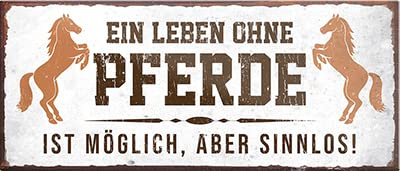 schilderkreis24 – Magnet Lustiger Spruch “EIN Leben ohne Pferde..“ Deko Geschenkidee Mann Frau 9,3x4cm