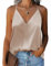 Zeagoo Donna Estiva Canotta in Raso Spalline Sottili Canottiera Plain Camisole Scollo a V Cami Top Champagne, S
