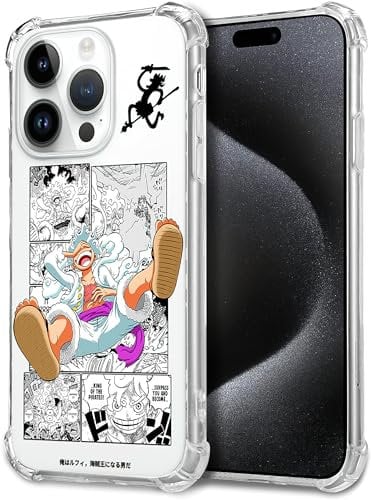 Anime Pattern Designed for iPhone 15 Pro Clear Case, Anime Manga Transparent Case Compatible with iPhone 15 Pro, Soft Silicone Anti-Scratch Shockproof Four Corner Airbag Protection Phone Case 6.1 inch