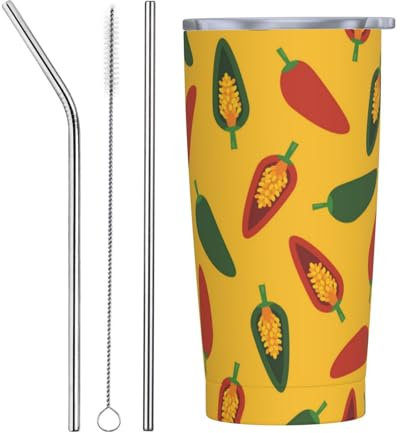 EgoMed Travel Mug,20 Oz Stainless Steel Insulated Tumbler Coffee Cup Car Cup Travel Bottle, Chilli Pepper
