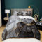 XCQHZYQ Marmor Bettwäsche 135x200 Schwarz Marmor Optik 3 Teilig Microfaser Modern Marmoriert Bettwäsche Set Einzelbett Bettbezug mit Reißverschluss Kissenbezug 80x80 cm Grau