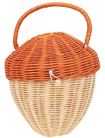 Eichel Tote Schultertasche Umhängetaschen Für Damen Boho-Korb Rattan-Kupplung Korb Aus Seegras Hochzeitskorb Clutch Aus Stroh Indonesisches Rattan Muschelschale Kind Gewobener Korb