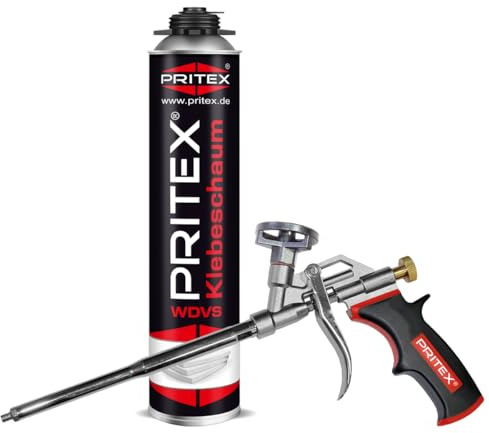 PRITEX WDVS Klebeschaum Set, 1x 750ml Dämmstoffkleber inkl. Pistole