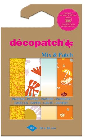 Décopatch DP034C – Eine Packung mit 4 Decopatch-Bögen – Größe 30 x 40 cm – bedrucktes Papier, Kindermotive – Mix & Patch – ab 5 Jahren, DIY, Gestaltung, Renovierung, kreative Aktivität