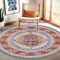 Nyescasa Teppich Rund 140 cm Vintage Boho Mandala Teppich Wohnzimmer Waschbar rutschfest Weich Kurzflor Runder Teppiche für Schlafzimmer Kinderzimmer Outdoor, Orange Rot