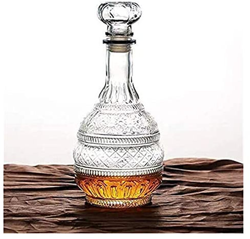 Decanter for liquori in cristallo, decanter con tappo ermetico, vetro goffrato for whisky, liquori, decanter for collutorio
