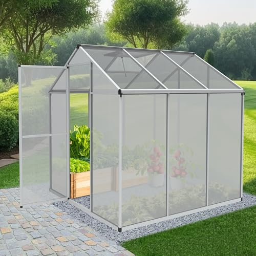 ONBEST stabiles Aluminium Gewächshaus mit Dachfenster – Garten Frühbeet ideal für die Anzucht von Tomaten Blumen – vielseitig nutzbar als Treibhaus, Tomatengewächshaus Pflanzenhaus (L)