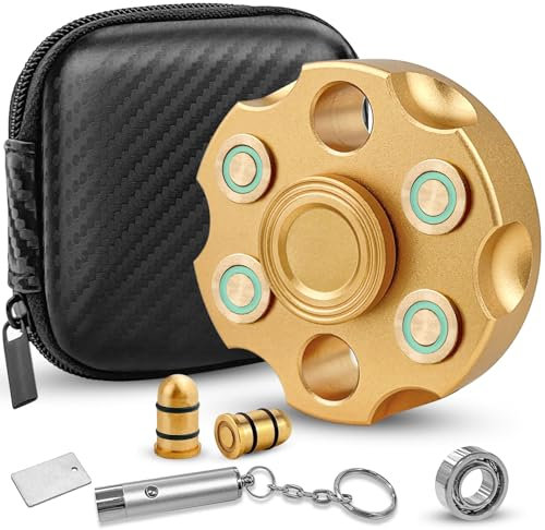 GZLCEU Fidget Spinner Juguetes, Luminoso Finger Spinner Fidget Spinner mit 1 Ledertasche/Taschenlampe/Demontagestück/Originallager para Niños/Adultos