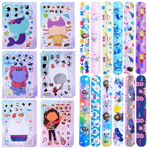 24PCS Party Mitgebsel, Kindergeburtstag Mitgebsel mit 12 DIY Sticker 12 Klatschen Armband, Mitgebsel Geburtstag Deko für Jungen Mädchen