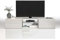WHOUS Mobile Porta TV EGYPT per Soggiorno con 2 Ante e 2 Ripiani in Vetro, Mobile Tv per Salotto in Legno, 180x38x35 cm, Bianco Laccato Lucido