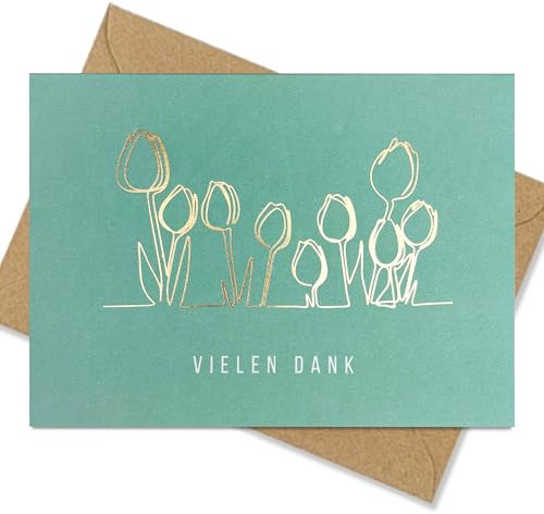 Dankekarte - mit Heißfolienprägung - Inkl. Umschlägen - DIN A6 Klappkarte - Vielen Dank