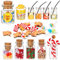 GEEHUA 15 Stück Weihnachten Wichtel Zubehör, Miniatur Weihnachten Süßigkeiten und Trinken Set Mini Essen Getränke Mini Marken Essen Miniatur Spielzeug Plastik Lebensmittelspielzeug für Kinder