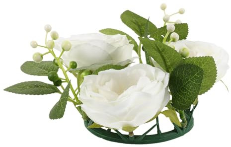 Amosfun Kerzenringe Kränze Teeblumenkerzenkranz Künstliche Blumenkerze für Tischdekoration Hochzeitskranz Kranzdekoration