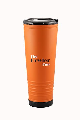 The Howler Cup Lustiger Trinkbecher, isolierte Wasserflasche, kalter Kaffeebecher mit Deckel, perfekt für Spieltag, Stadionsitze, Heckklappen, individuelle laute Horntasse, Sport-Fan-Cheer (Tangerine