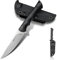 FORESAIL Outdoor Messer klein DC53 Stahl Full Tang Survival Messer mit Kydex Scheide, 21.4 cm Gürtelmesser Feststehende Klinge mit G10-Griff, ideal für EDC, Wandern. (Grau Stonewashed Blade)