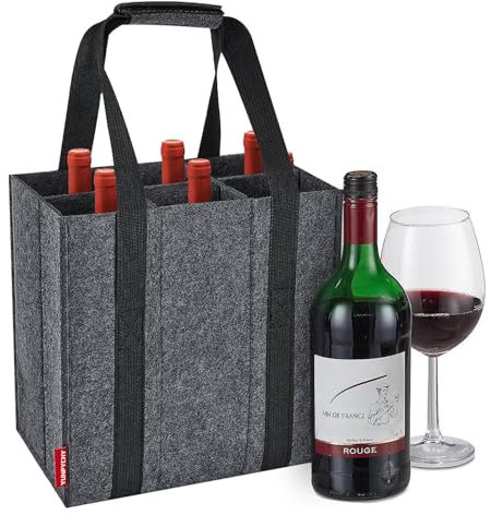 YUNPYCHY Flaschenträger 6 Fächer Flaschentasche, Filz Flaschen Tasche Wiederverwendbar Männerhandtasche für Bierflaschen Weinflasche Getränketasche