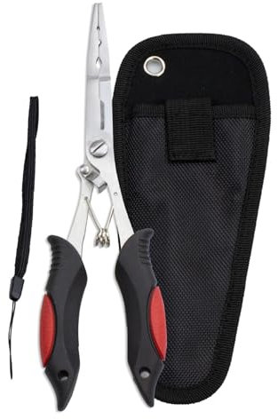 Attrezzatura da Pesca 8.9 '' Pinza da Pesca in Acciaio Inossidabile con Cordino di Pesca a Risparmio di Cinghia e Cinghia con Maniglia Anti-Vasca per la Pesca a surro, Surf e a Terra