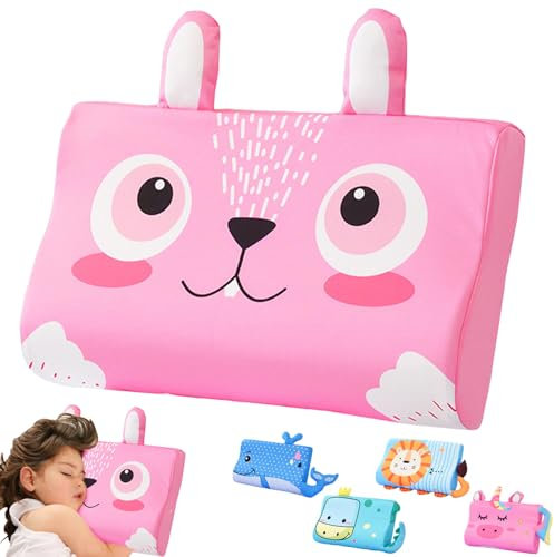 LUKIUP Schlummerkids Kissen, 45X27CM Schlummerkids, Niedliche Tiere Kinder Kissen Memory Atmungsaktiv Komfortkissen Schaum Ergonomisch fur Kinderkissen ab 3 Jahre (Kaninchen)