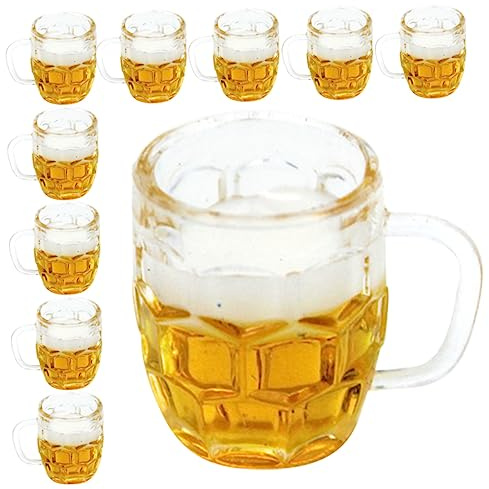 Abaodam 10 Stück Mini Bierkrug Gelb Harz, Miniatur Bierglas | Bier Spielzeug Deko Für Diy Basteln Und Party Für Puppenhaus Zubehör