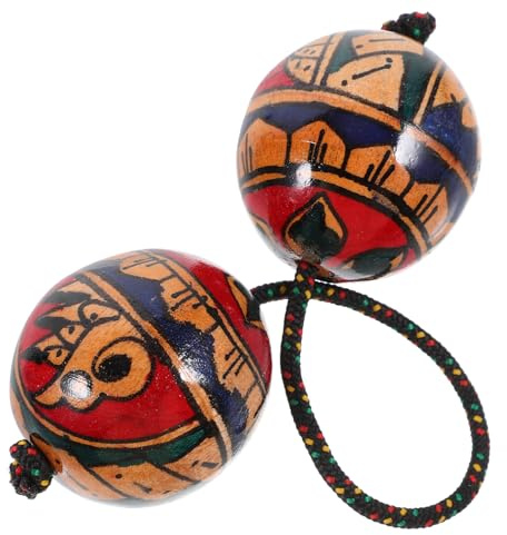 Boule à Secouer en Bois, Instrument Rythmique Africain à Main | Surface Lisse, Motifs Aléatoires, Son Clair et Net, Usage Maison ou Fête, Bois Style Aléatoire