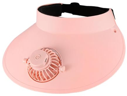 shuhauk Solar Fan Hat | Solar Powered Fan Wide Brim Hat - USB Summer Cooling Caps, Lightweight Outdoor Fishing Beach Caps for Men Women Pink