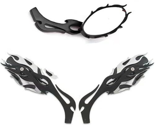 Motorrad Spiegel Für CB650R Für Cruiser Für Chopper Für Bobber Custom Flame Oval Rückspiegel Seitenspiegel Motorradspiegel Motorrad Seitenspiegel(Schwarz)