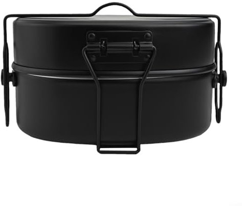 Juego de cocina de aluminio para uso en exteriores, lonchera de 1 litro con diseño a prueba de fugas (negro)
