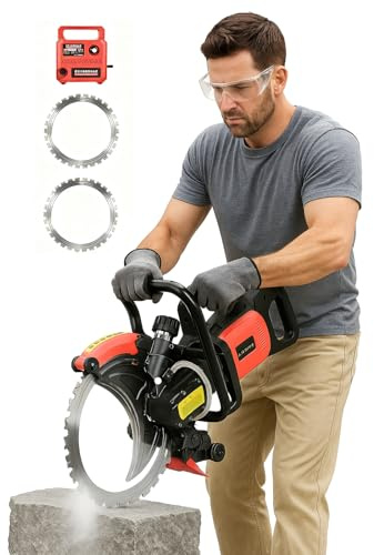 Aufgerüstete Elektrische Betontrennsäge Schneidemaschine 9500W/12000W, Wandfräse Betonschneider mit 2 Diamantblättern 16 & Wasserpumpe, 30cm Schneidtiefe für Beton, Ziegel, Fliesen & Stein 12000W