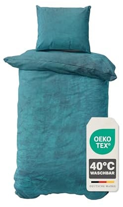 Devior Cashmere Touch Bettwäsche Winter 2-teilig, Petrol – 155x220 & 80x80 cm – Flauschig warme Bettwäsche für den Winter – Bettbezug flauschig mit Reißverschluss – Wendeoptik – Oeko-TEX®