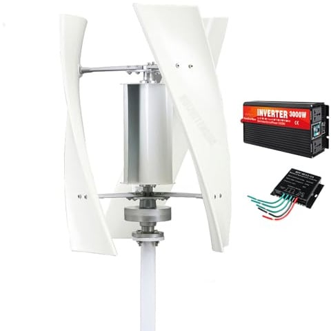 HUIZHITENGDA 3000W 220V Windturbinen-Generator, Windkraft-Kit mit 3 Rotorblättern und Wechselrichter-Konverter, geräuscharmer Windgenerator für den Heimgebrauch, für netzferne Systeme