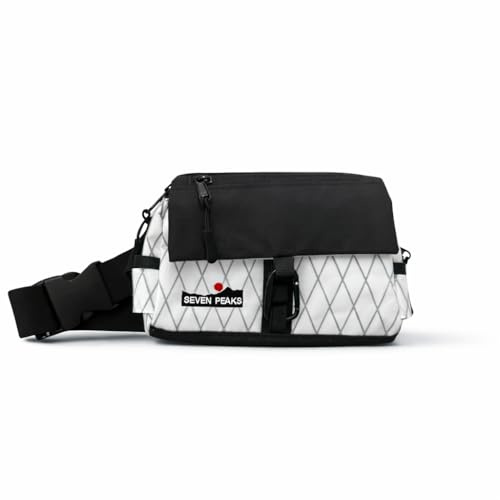 Seven Peaks Wasserdichte Gürteltasche mit mehreren Fächern, verstellbare Sportgürteltasche für Damen und Herren, ideal für Reisen, Laufen, Wandern und Radfahren, Schwarz & Weiß, 2L-4L, Lässig
