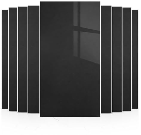 Daisy Dreams Pack of 50 Pearl Black Tile Stickers 60x30cm Thicken Wall Tiles Self Adhesive,Peel and Stick Waterproof Vinyl Marble Tiles for Living Room (50, Black)