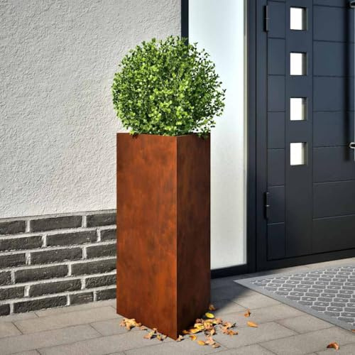 WHOPBXGAD Jardinières triangulaires en Acier Corten 2 pièces, bacs à Fleurs résistants aux intempéries pour Balcon terrasse Jardin, Design Moderne sans Entretien, 40x40x75 cm