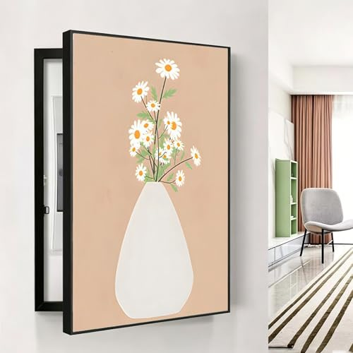 Decorative Breaker Box Cover,Modern Electric Panel Fuse Wall Meter Mounted Indoor Outdoor Hiding Panels PS Frame For Home,Living Room Office Art Picture Easy Installation(Black-Right,40cm*60cm)