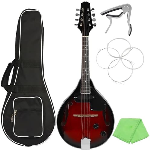 Electric Mandolin 8 Strings Red And Black Border With Case Suitable For Beginners Practice Mandolin Kits(Mandolin Set)