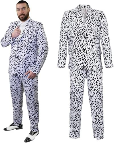Dalmatian Print Suit Fancy Dress Costume - Large - Perfect for World Book Day, as a Halloween Costume or Other Fancy Dress Events