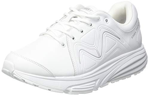 MBT Simba Sneakers für Damen im modernen Stil. Anatomische und Bequeme Wanderschuhe. Physiologisches Schuhwerk für Komfort und Stabilität mit gebogener Sohle. Sneakers mit Schnürsenkeln. Weiß.