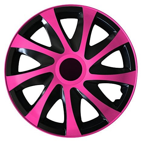 Eight Tec Handelsagentur (Farbe & Größe wählbar) 13 Zoll Radkappen, Radzierblenden Draco Bicolor (Schwarz/Pink) passend für Fast alle Fahrzeugtypen (universal)