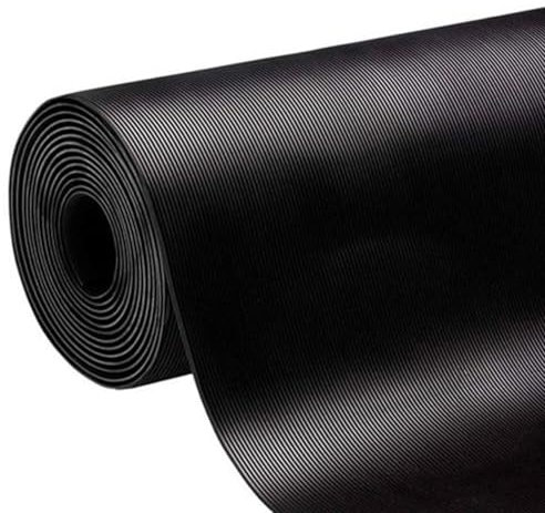 etm - Revêtement de Sol en Caoutchouc antidérapant - Tapis de Sol Usage Industriel - Protection amortissante Contre Les Chocs et l'usure pour Zones de Chargement - Fein gerippt, Noir 200x400 cm, 3mm