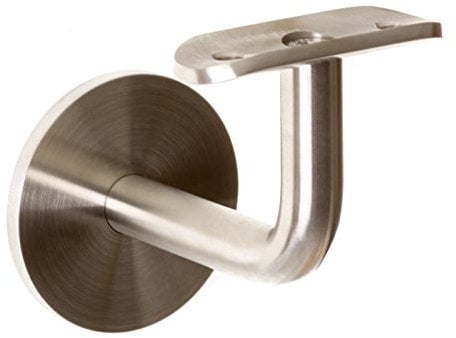 Edelstahl Handlaufhalter Bayram® mit flach oder rund Anschraubplatte Rohrstütze Pfosten Handlaufträger 42,4 mm V2A Geländerhalterung Handlauf (Rund)