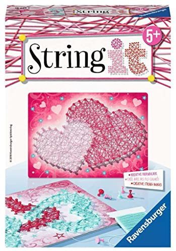 Ravensburger 18033 String it Mini Heart - Kreative Fadenbilder mit liebevollen Herzen, für Kinder ab 5 Jahren