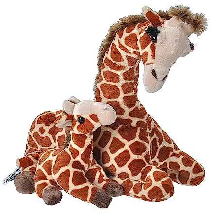 WILD REPUBLIC Mom and Baby Giraffe, Großes Kuscheltier, 38 cm, Geschenkidee für Kinder, Kuscheltier mit Baby, Riesen-Stofftier aus recycelten Wasserflaschen