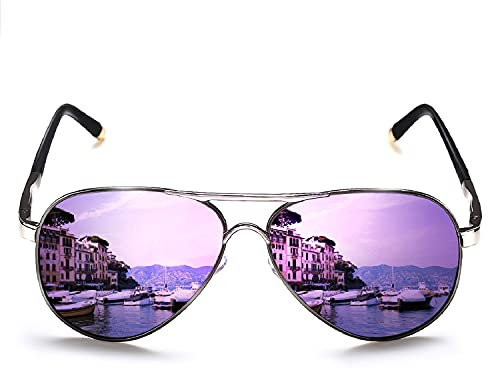 ROCKNIGHT Sunglasses for Women Polarized UV Protection Ladies Trendy Purple Sunglasses Mirrored Beach Fashion Gifts for Women