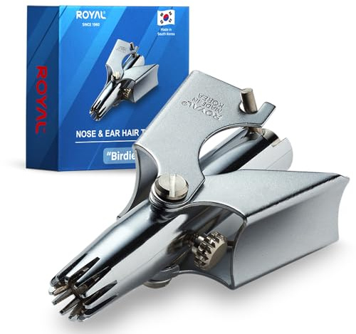 ROYAL [Made in Korea] Nose Hair Trimmer for Men Birdie, Manual, Battery-Free, Water-Resistance, Painless with Twelve Dual-Edged Blades, Patented Mechanism ET-4