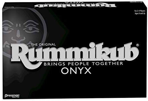Rummikub Onyx-Edition – Anspruchsvolles Set mit einzigartigen schwarzen Rummikub-Fliesen und farbenfrohen gravierten Zahlen von Pressman, mehrfarbig