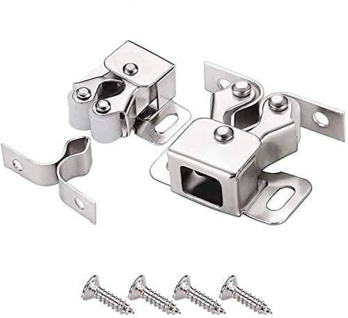 CABLEPELADO Chiusura per porta | Chiusura porta armadio a doppio rullo | Chiusura per mobili | Acciaio inossidabile | Viti | Finitura argento