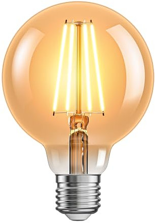 ledscom.de E27 LED Leuchtmittel, G95, extra warmweiß (2500 K), 7,3 W, 818lm, 3-Stufen-Dimmer, goldfarben