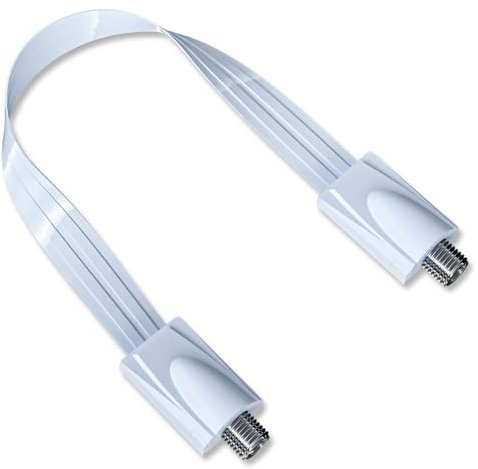 Goupchn Cable de puente coaxial ultra plano RG6, extremo delgado F hembra a hembra blanco para ventana, puerta 0,3 m