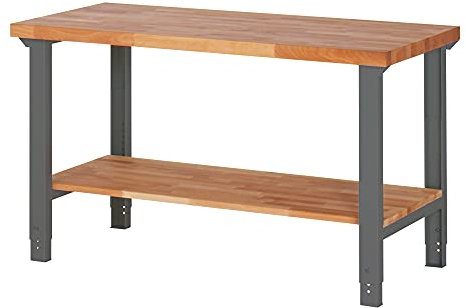 STIER Höhenverstellbarer Werktisch Premium mit Ablageboden BxTxH 1500x700x790-1140 mm