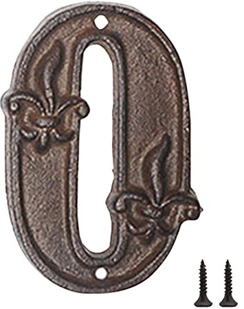 Zayookey Numero Civico in Ghisa 12 cm Numero di Indirizzo Rustico Numeri delle Cassette Postali Esterno Metal House Numbers con 2 Viti (Numero 0)